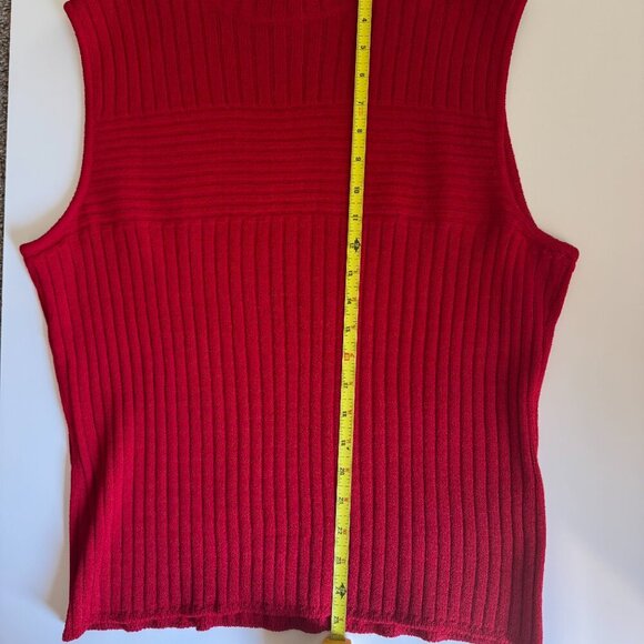 St. John Sport Designer Cable Knit Sleeveless Turtleneck Sweater Size XL Vintage - Picture 5 of 6